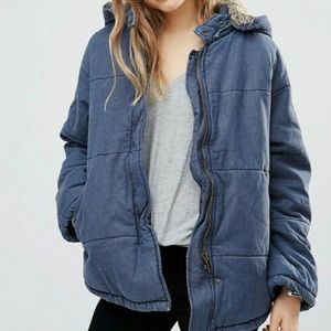 Free people quilted jacket oversized hooded
